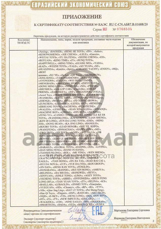 Сертификат на товар Погремушка машинка 13*10см Погремушка машинка 13*10см сертификат