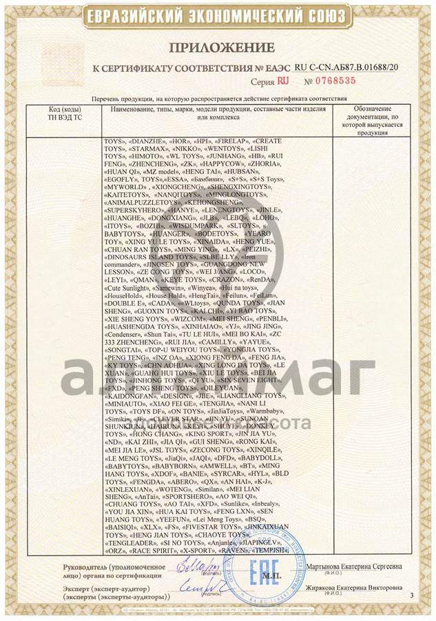 Сертификат на товар Погремушка машинка 13*10см Погремушка машинка 13*10см сертификат