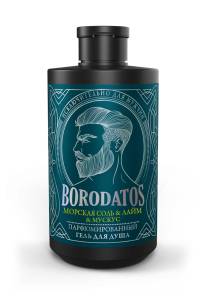 Парфюмированный гель для душа Морская соль Лайм Мускус Borodatos 400мл